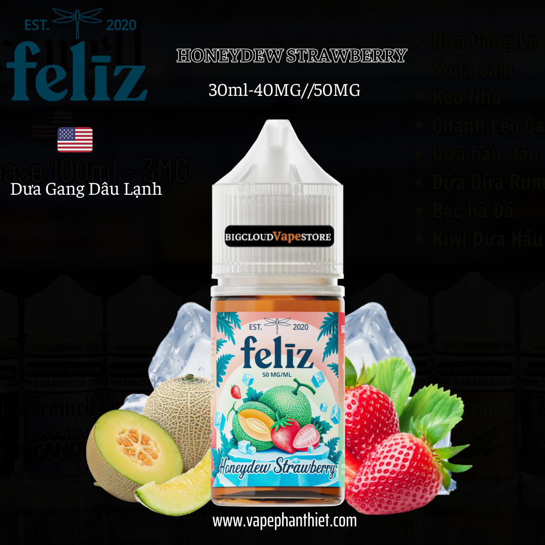 Feliz Salt 30ml 40MG//50MG Dưa Gang Dâu Lạnh